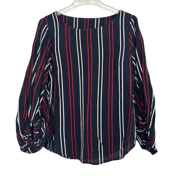 CAbi Navy Blouse with Red and White Stripes - Picture 1 of 7